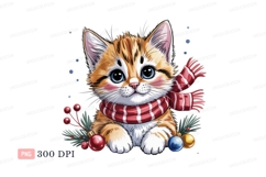 Orange tabby kitten festive scarf blue eyes Product Image 1