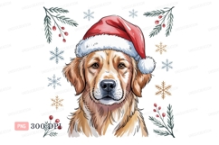 Golden retriever wearing Santa hat christmas Product Image 1