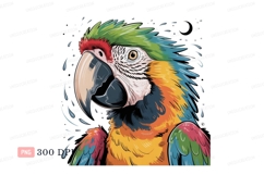 Colorful parrot head with green red blue yellow feathers Product Image 1