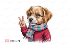 Adorable puppy wearing scarf and sweater animal cute Product Image 1
