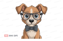 Brown dog wearing glasses and bowtie puppy animal Product Image 1