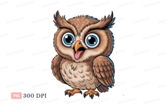 Cute cartoon owl with big blue eyes bird Product Image 1