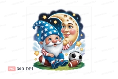 Patriotic gnome moon soccer football stars Product Image 1