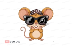 Cute mouse wearing sunglasses and hat animal cartoon Product Image 1