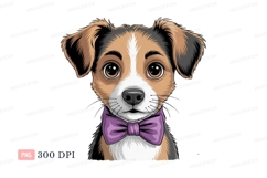 Adorable dog wearing purple bow tie puppy canine Product Image 1