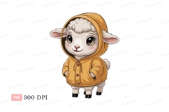 Cute sheep wearing yellow hoodie animal Product Image 1
