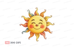 Happy smiling sun with colorful rays cheerful yellow Product Image 1
