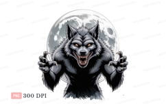 Fierce wolf creature glowing eyes moon werewolf monster Product Image 1