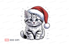 Fluffy kitten wearing santa hat christmas Product Image 1