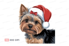Yorkshire terrier wearing Christmas hat image Product Image 1