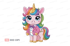 Pink unicorn with rainbow mane and tail image Product Image 1