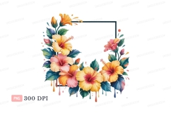 Tropical hibiscus floral frame yellow Product Image 1