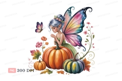 Fairy with pumpkins and butterfly autumn fantasy Product Image 1