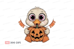 Fluffy duckling with pumpkin halloween orange Product Image 1