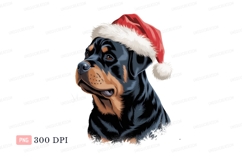 Rottweiler wearing Santa hat christmas Product Image 1