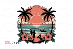 Sunset Beach Tropical Scene ocean waves Product Image 1