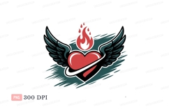 Format: Title: Flaming Heart Wings flame teal Product Image 1