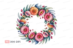 Colorful floral wreath arrangement flowers pink Product Image 1