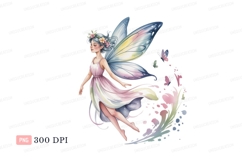 Delicate fairy with pastel wings and floral crown image Product Image 1