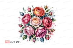 Pink red orange roses bouquet image Product Image 1