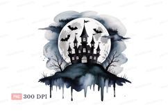 Haunted castle full moon bats halloween spooky Product Image 1