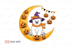 Polar bear witch moon pumpkins scarf Product Image 1