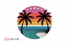 Tropical sunset beach scene ocean palm Product Image 1