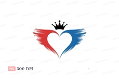 Red blue heart brush strokes love Product Image 1