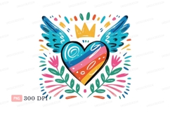 Colorful winged heart crown flowers wings Product Image 1