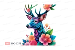Colorful deer adorned with flowers nature fantasy Product Image 1