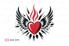 Flaming winged heart clipart P N G wings flame Product Image 1