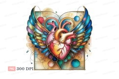 Winged anatomical heart stained glass wings Product Image 1
