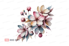 Delicate pastel blossoms with buds flowers pink Product Image 1