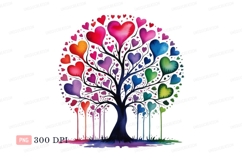 Colorful heart tree watercolor illustration hearts Product Image 1
