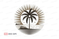 Tropical palm tree sun rays island Product Image 1