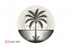 Palm tree reflection sun stars image Product Image 1