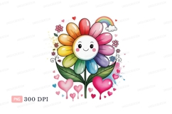 Happy rainbow flower with hearts cute Product Image 1