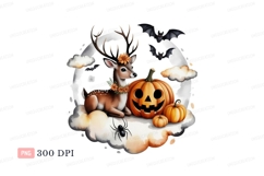Deer pumpkin bats clouds spider image Product Image 1