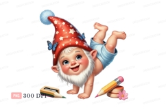 Baby gnome with butterflies and art supplies white Product Image 1