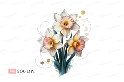 White pink yellow daffodils floral bouquet flowers Product Image 1