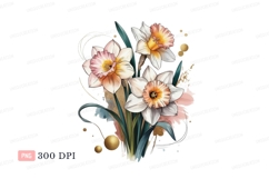 White pink yellow daffodils artistic floral image Product Image 1