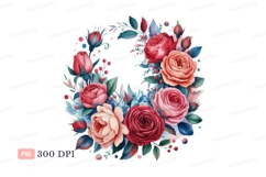 Floral wreath with roses and leaves image Product Image 1