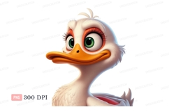 Cartoon duck with big green eyes bird animal Product Image 1