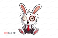 Terrified white bunny with bloody eyes image Product Image 1