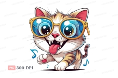 Happy cat wearing large sunglasses music Product Image 1