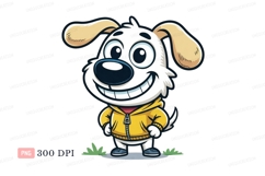 Cheerful cartoon dog wearing yellow hoodie image Product Image 1