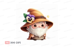 Cute wizard with flower and star fantasy magic Product Image 1