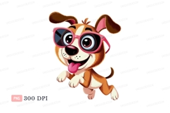 Happy dog wearing pink sunglasses puppy canine Product Image 1