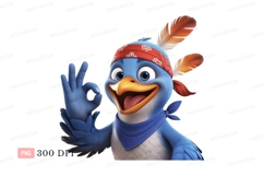 Blue bird okay gesture bandana feathers image Product Image 1