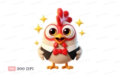 Festive chicken tuxedo bowtie bird cartoon Product Image 1